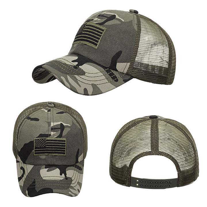 Baseball Cap Mesh Back Sun Protection Cotton Flag Embroidery Camouflage Sport Hat for Women Image 10