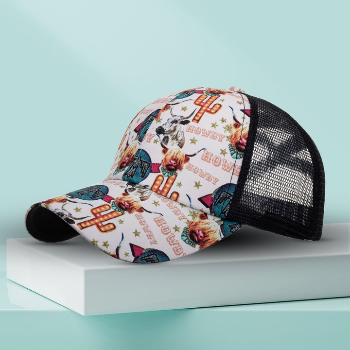 Baseball Cap Crossed Strap Sun Protection Unisex Style Colorful Graffiti Print Sport Hat for Women Image 2