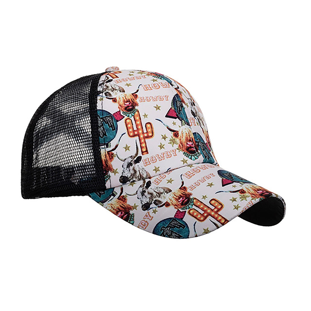 Baseball Cap Crossed Strap Sun Protection Unisex Style Colorful Graffiti Print Sport Hat for Women Image 4