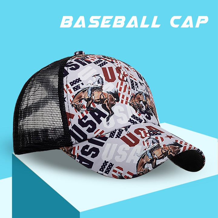 Baseball Cap Crossed Strap Sun Protection Casual Fashion Graffiti Print Running Hat for Women Image 3