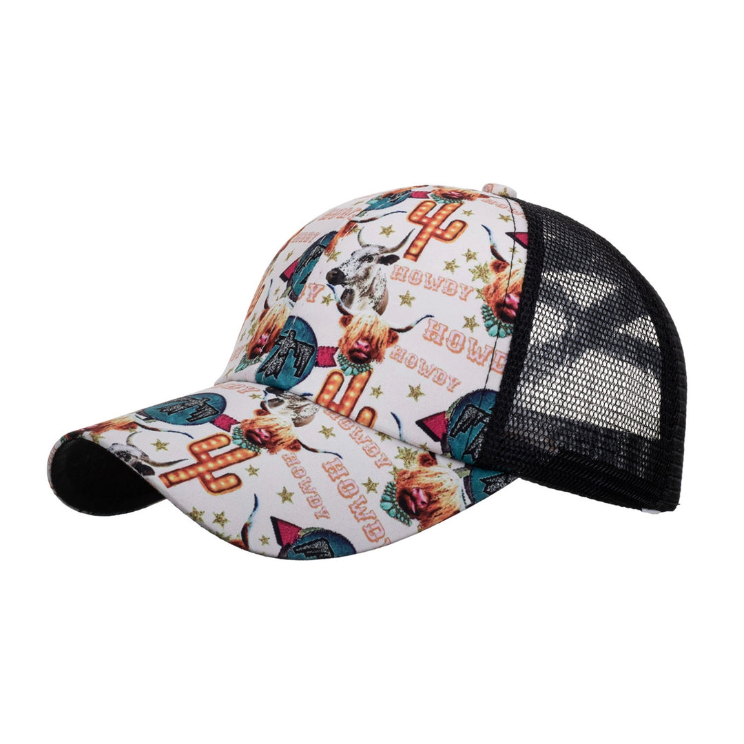 Baseball Cap Crossed Strap Sun Protection Unisex Style Colorful Graffiti Print Sport Hat for Women Image 7