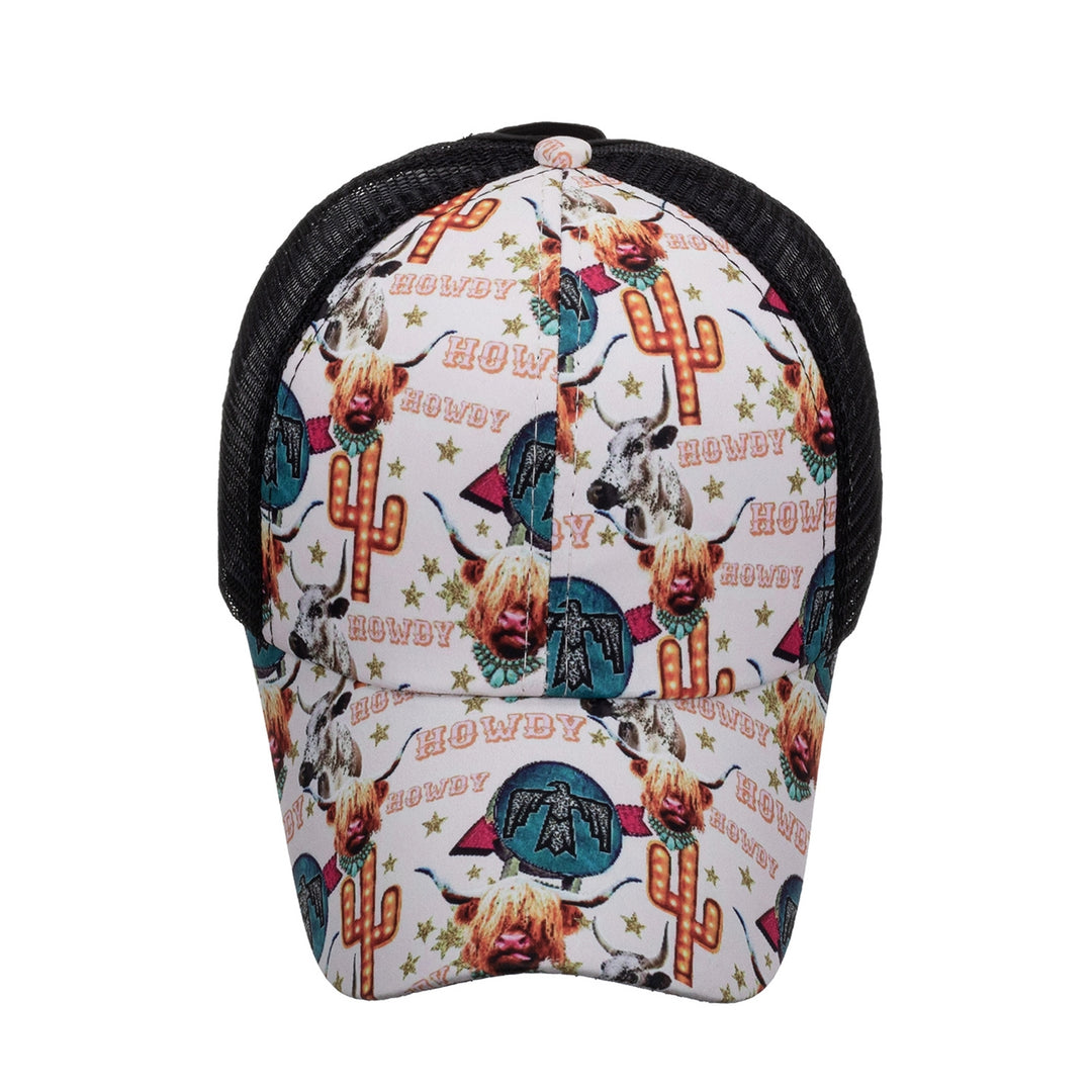 Baseball Cap Crossed Strap Sun Protection Unisex Style Colorful Graffiti Print Sport Hat for Women Image 8