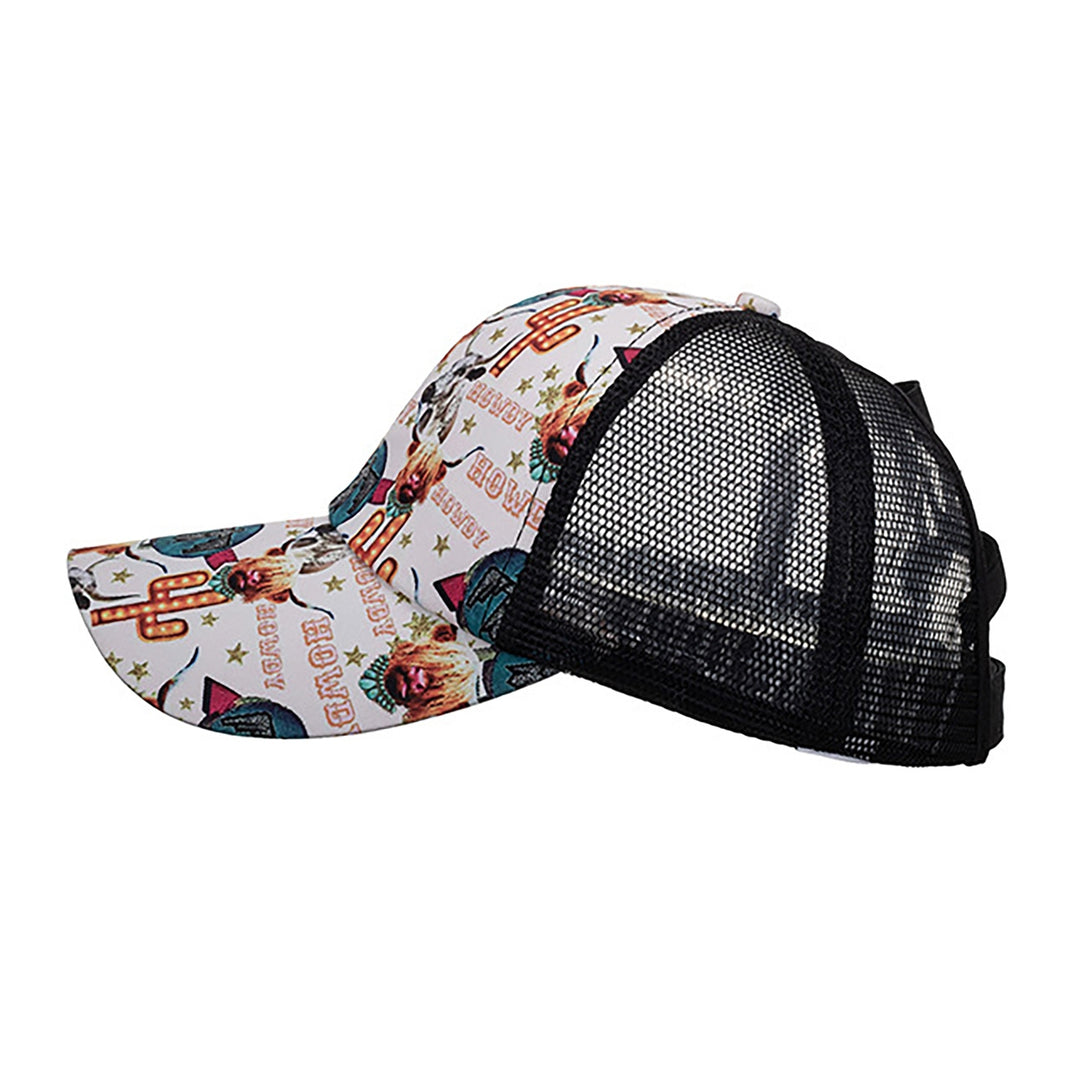 Baseball Cap Crossed Strap Sun Protection Unisex Style Colorful Graffiti Print Sport Hat for Women Image 9