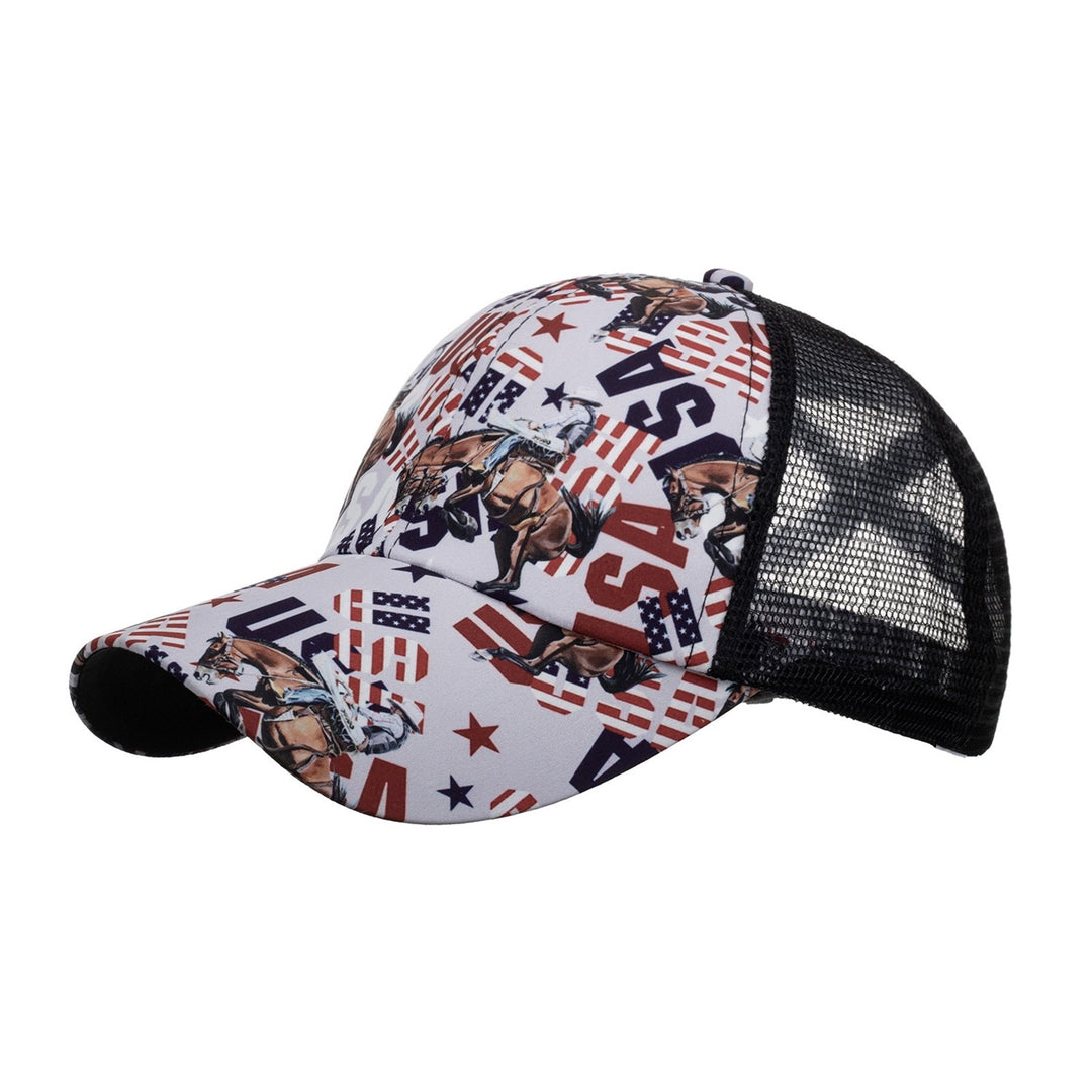Baseball Cap Crossed Strap Sun Protection Casual Fashion Graffiti Print Running Hat for Women Image 7