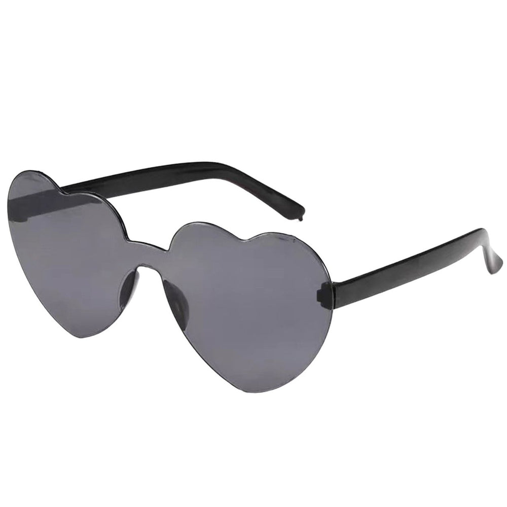 Lady Sunglasses Eye Protection Solid Color Cute Heart Shape Transparent Outdoor Sunglasses for Travel Image 2