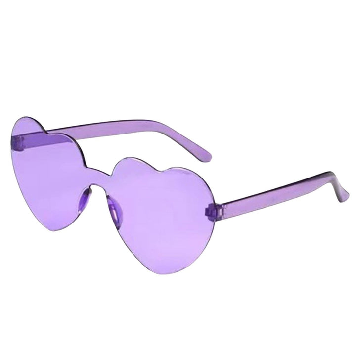 Lady Sunglasses Eye Protection Solid Color Cute Heart Shape Transparent Outdoor Sunglasses for Travel Image 1