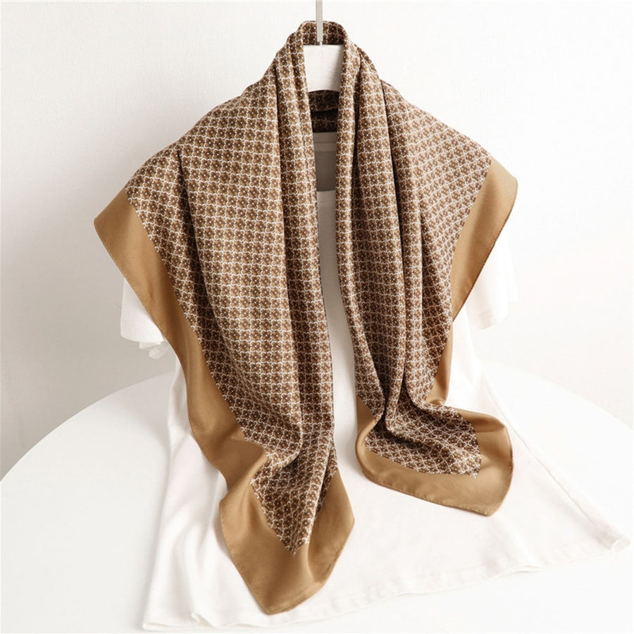 Collar Shawl Friendly to Skin Print Thin Square Shape Retro Style Neck Scarf Daily Wear Scarf Image 1