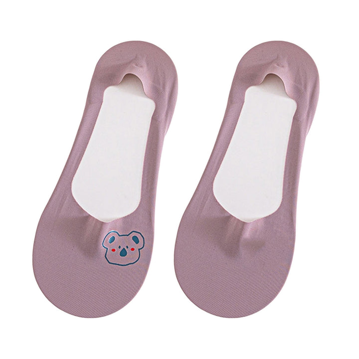 1 Pair Liner Socks Non-slip Breathable Invisible Animal Print Women Ice Silk Socks for Summer Image 6
