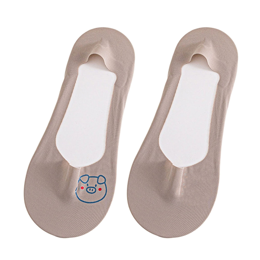 1 Pair Liner Socks Non-slip Breathable Invisible Animal Print Women Ice Silk Socks for Summer Image 8
