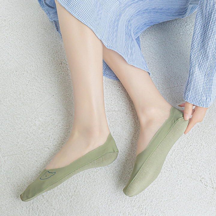 1 Pair Liner Socks Non-slip Breathable Invisible Animal Print Women Ice Silk Socks for Summer Image 12