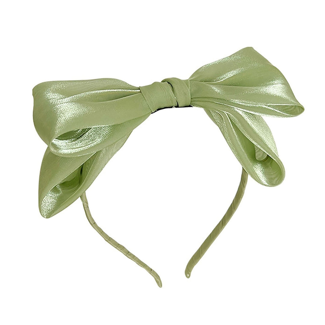 Elastic Bright Silk Soft Fabric Fairy Headband Girl Solid Color Bowknot Decor Thin Headband Hair Accessories Image 4