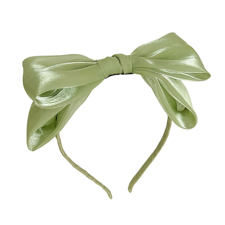 Elastic Bright Silk Soft Fabric Fairy Headband Girl Solid Color Bowknot Decor Thin Headband Hair Accessories Image 1