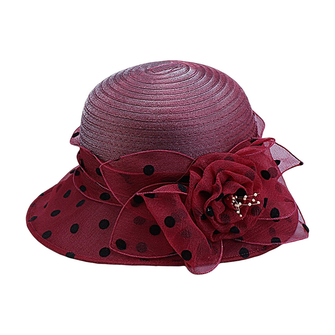 Breathable Fisherman Hat Sunscreen Anti-UV Floral Dot Print Sun Hat Female Headwear Image 1