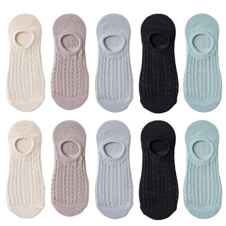 5 Pairs Stretchy Non-Slip Bottoms Women Socks Quick Drying Breathable Hollow Mesh Low Tube Socks Female Accessories Image 7