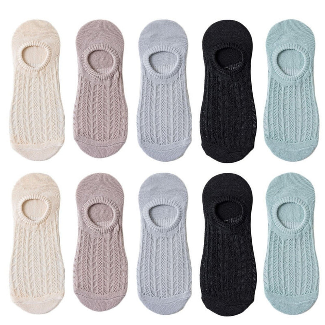 5 Pairs Stretchy Non-Slip Bottoms Women Socks Quick Drying Breathable Hollow Mesh Low Tube Socks Female Accessories Image 1