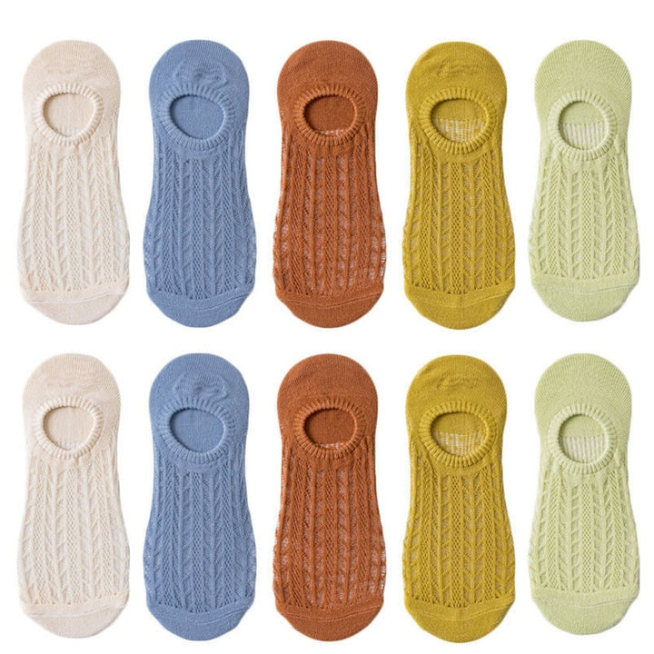 5 Pairs Stretchy Non-Slip Bottoms Women Socks Quick Drying Breathable Hollow Mesh Low Tube Socks Female Accessories Image 1