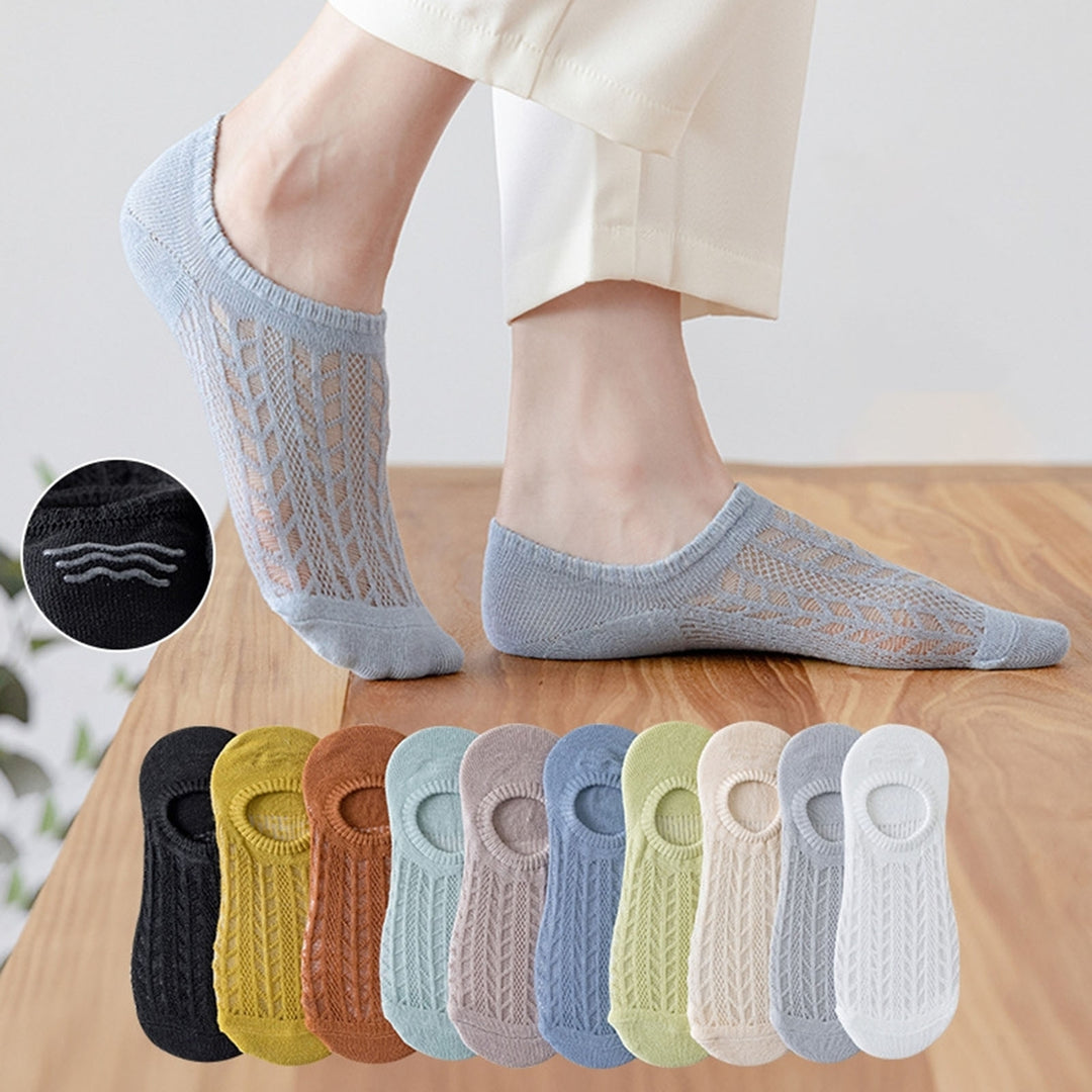 5 Pairs Stretchy Non-Slip Bottoms Women Socks Quick Drying Breathable Hollow Mesh Low Tube Socks Female Accessories Image 12