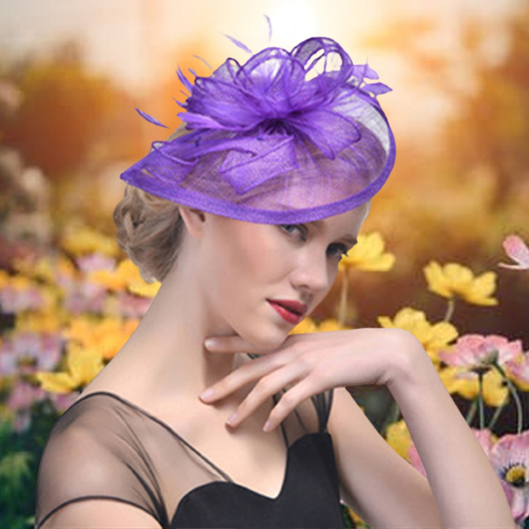 Non-slip Metal Clip Elegant Fascinator Hat Flower Mesh Ribbons Feather Party Headwear Hair Accessories Image 10