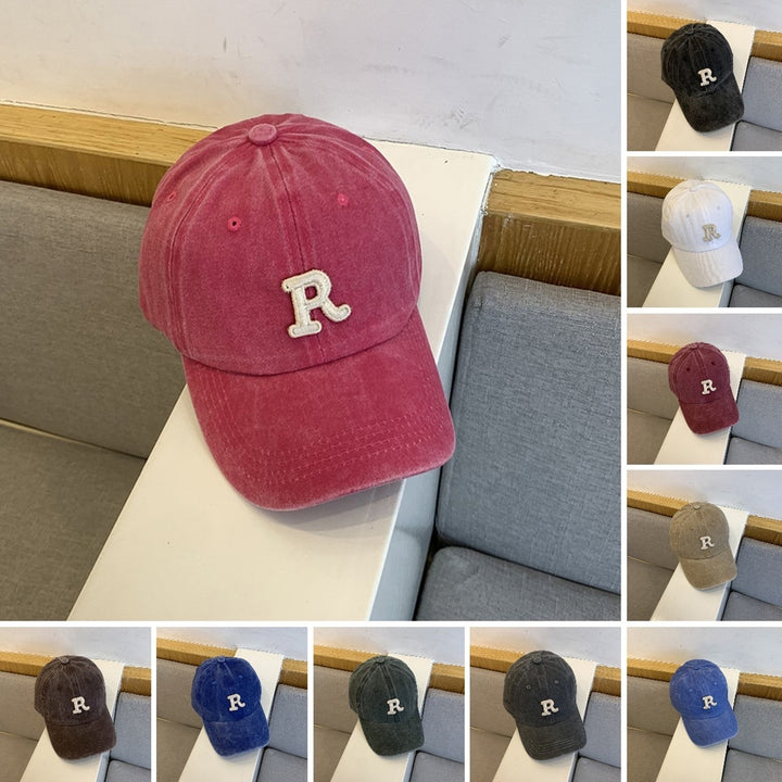 Baseball Cap Sun Protection Washed Adjustable Letter Embriodery Decor Unisex Hat Headwear Image 1