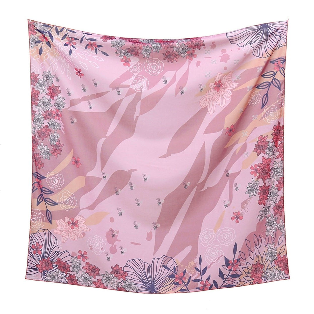 Women Hijab Colorful Exquisite Thin Flower Printing Sweat Absorbing Square Scarf Female Cloth Image 1