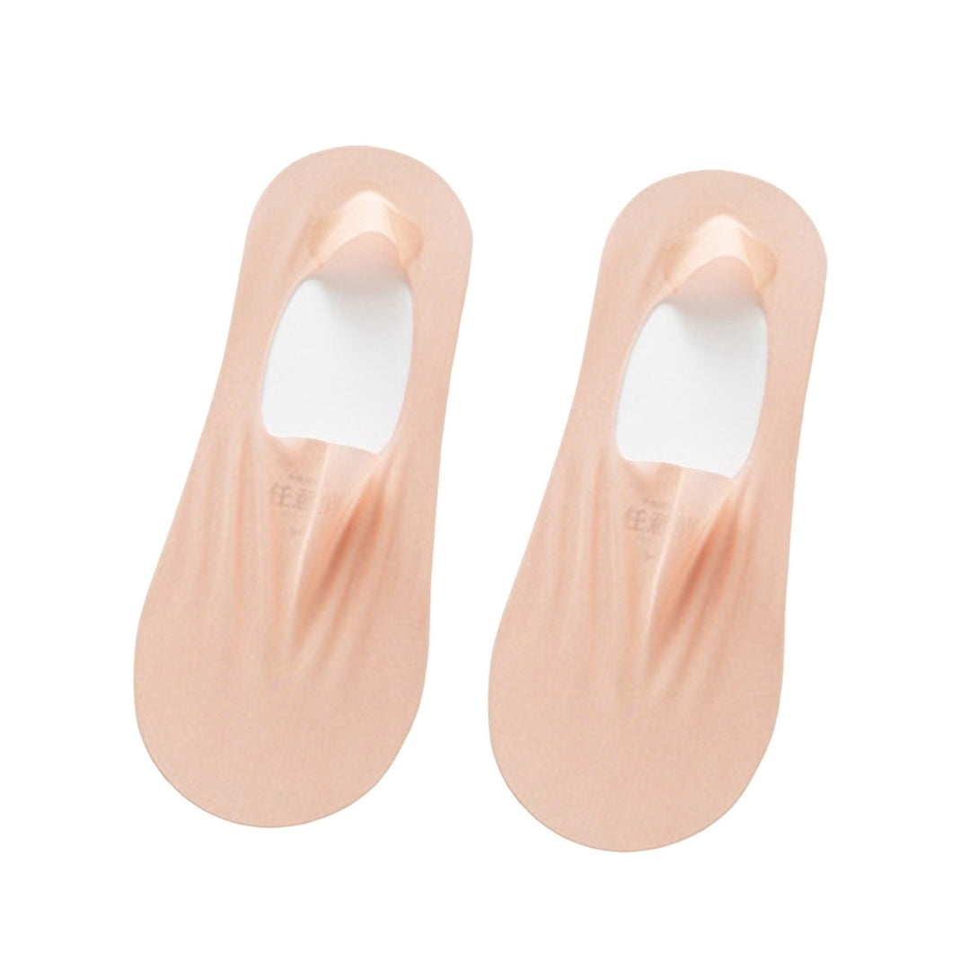 1 Pair Quick Drying High Elasticity Invisible Socks Ice Silk Non-slip Seamless Thin Boat Socks for Daily Wear Image 4