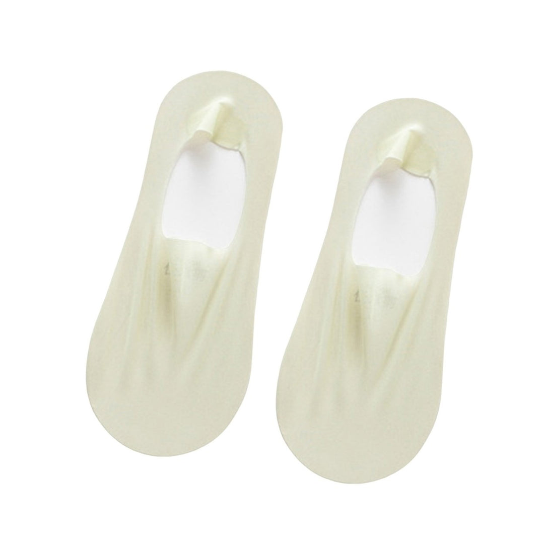 1 Pair Quick Drying High Elasticity Invisible Socks Ice Silk Non-slip Seamless Thin Boat Socks for Daily Wear Image 1