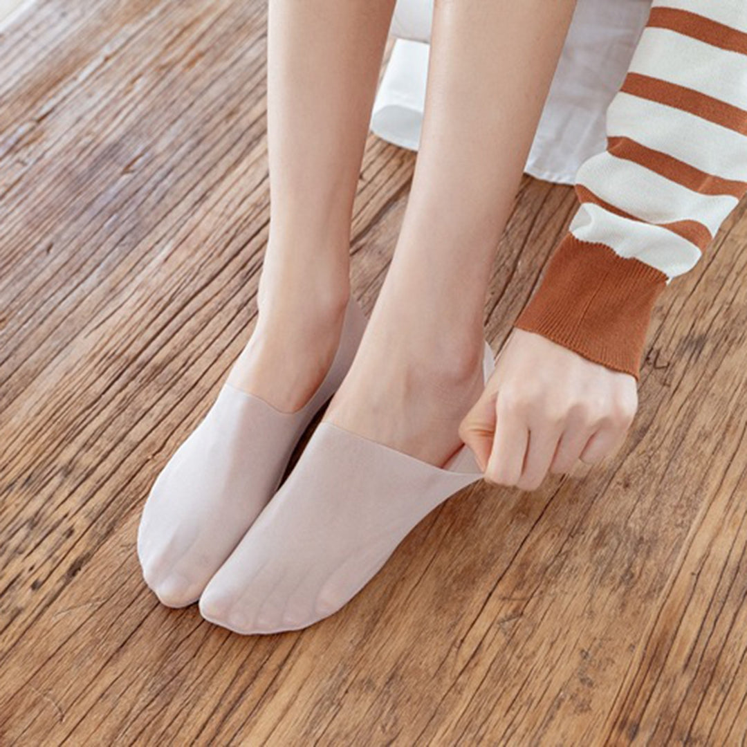 1 Pair Quick Drying High Elasticity Invisible Socks Ice Silk Non-slip Seamless Thin Boat Socks for Daily Wear Image 11