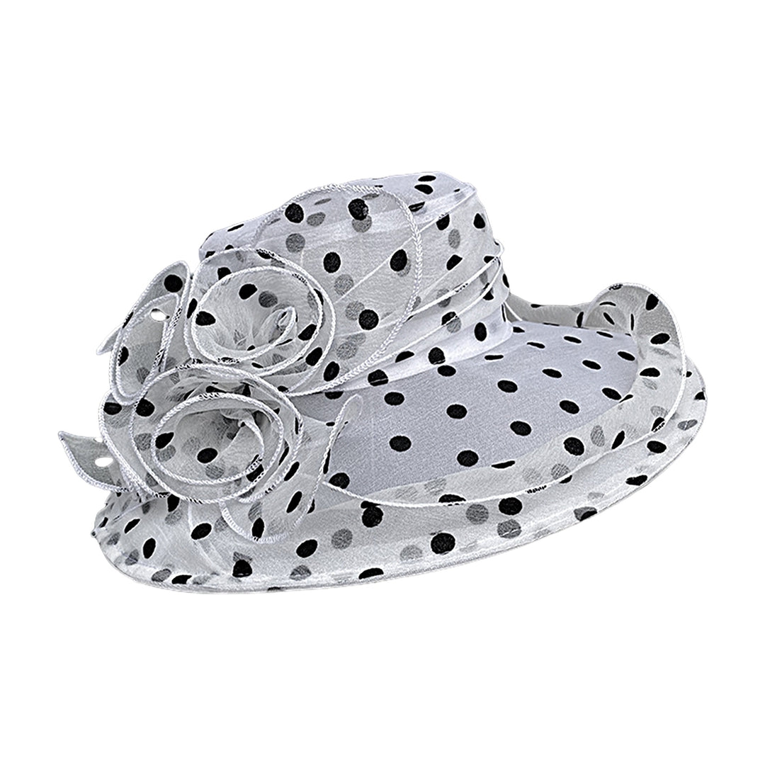 Breathable Sunscreen Hat Wide Brim Lace Floral Design Dot Women Sunhat for Daily Wear Image 3