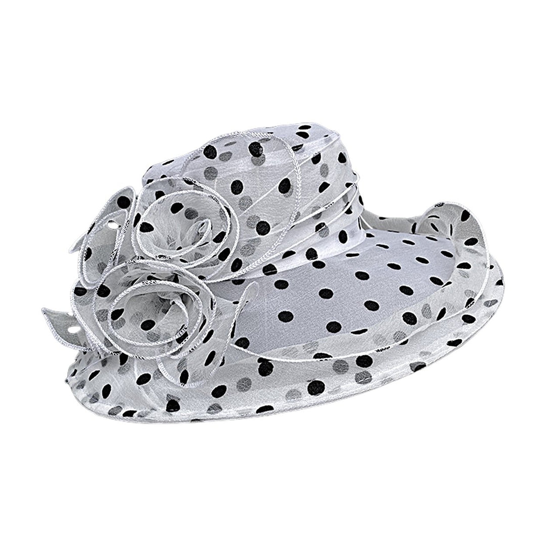 Breathable Sunscreen Hat Wide Brim Lace Floral Design Dot Women Sunhat for Daily Wear Image 1