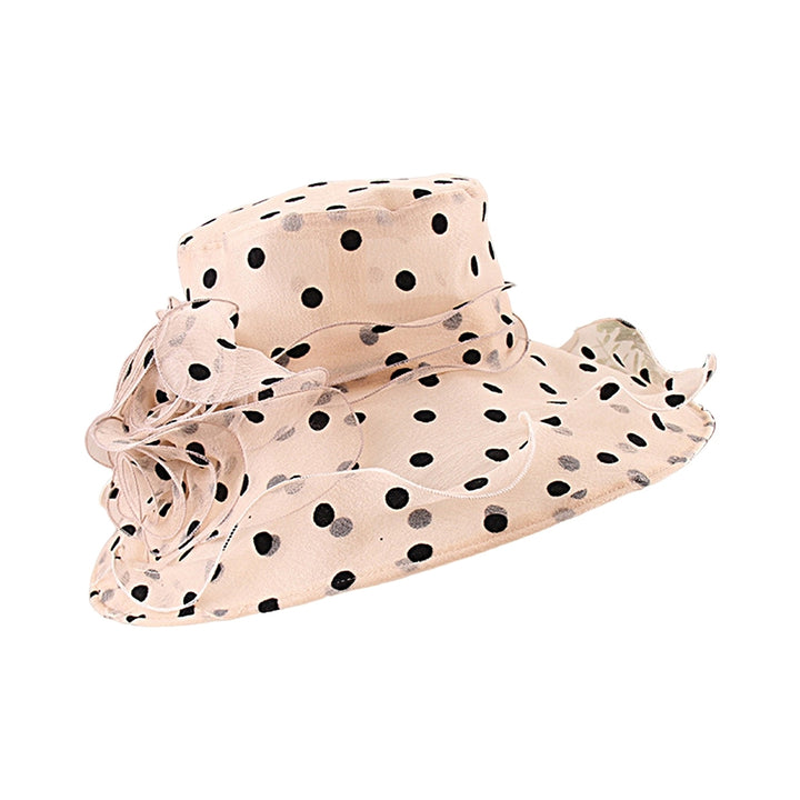 Breathable Sunscreen Hat Wide Brim Lace Floral Design Dot Women Sunhat for Daily Wear Image 6