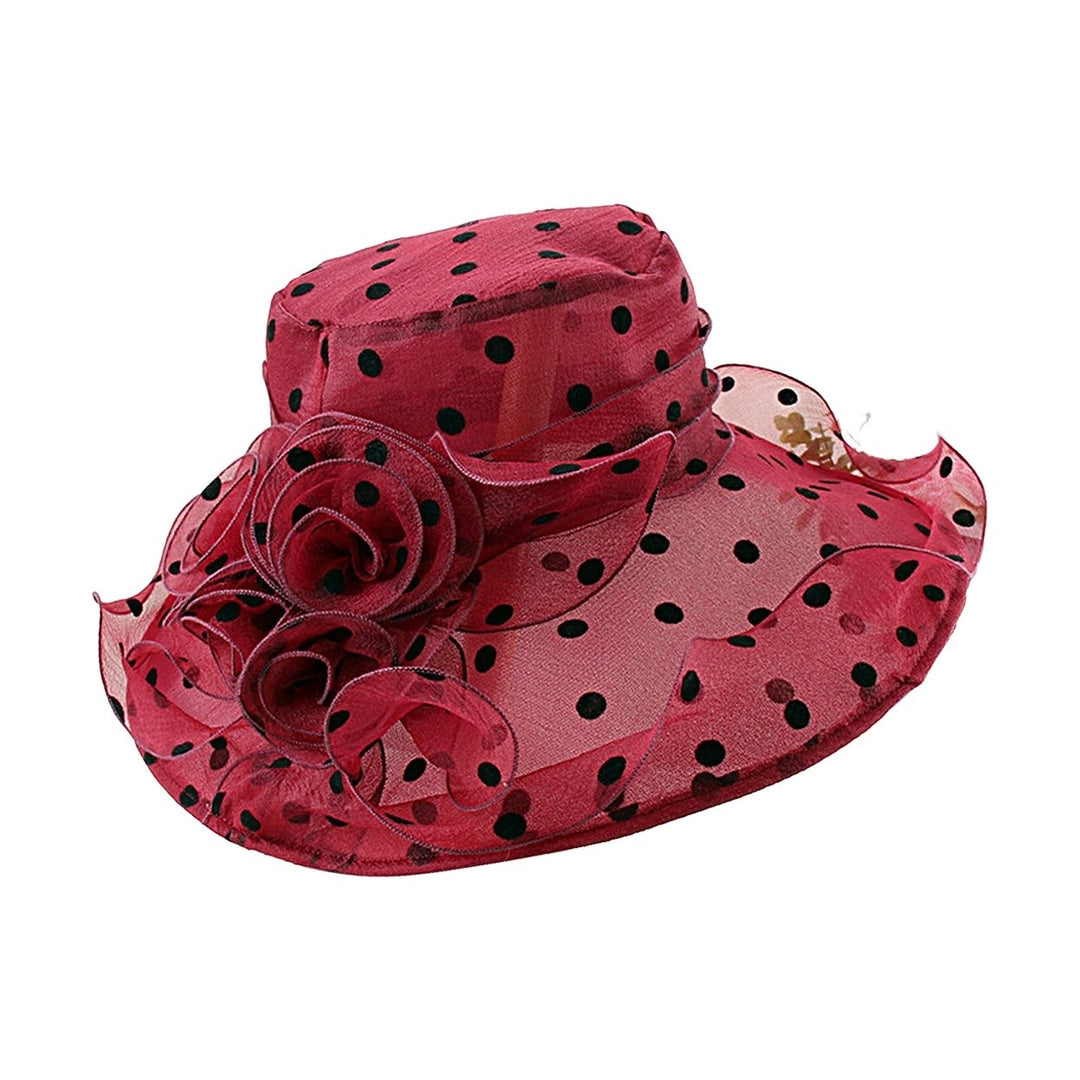 Breathable Sunscreen Hat Wide Brim Lace Floral Design Dot Women Sunhat for Daily Wear Image 1