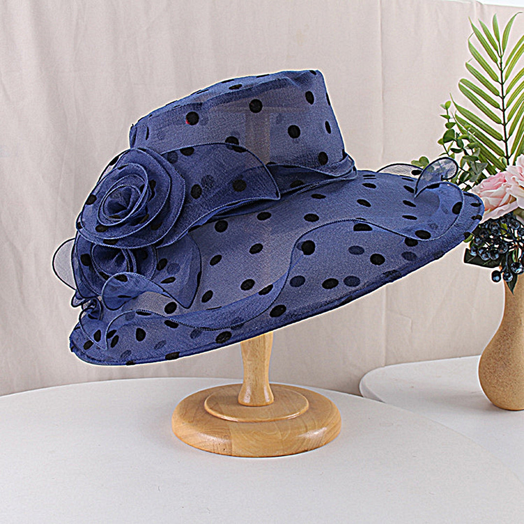Breathable Sunscreen Hat Wide Brim Lace Floral Design Dot Women Sunhat for Daily Wear Image 10