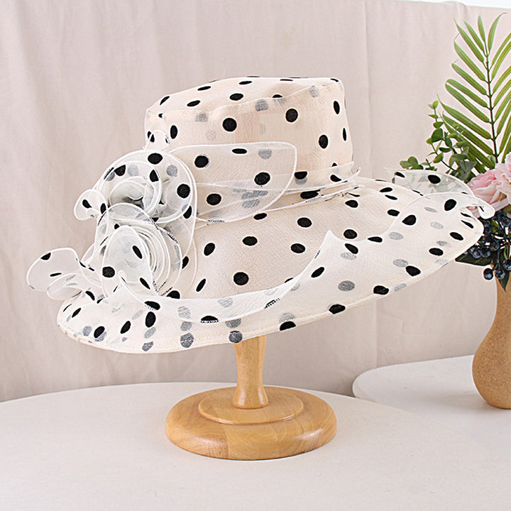 Breathable Sunscreen Hat Wide Brim Lace Floral Design Dot Women Sunhat for Daily Wear Image 11
