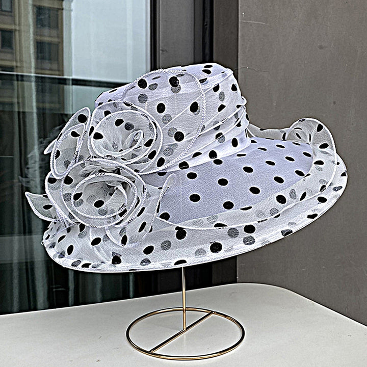 Breathable Sunscreen Hat Wide Brim Lace Floral Design Dot Women Sunhat for Daily Wear Image 12