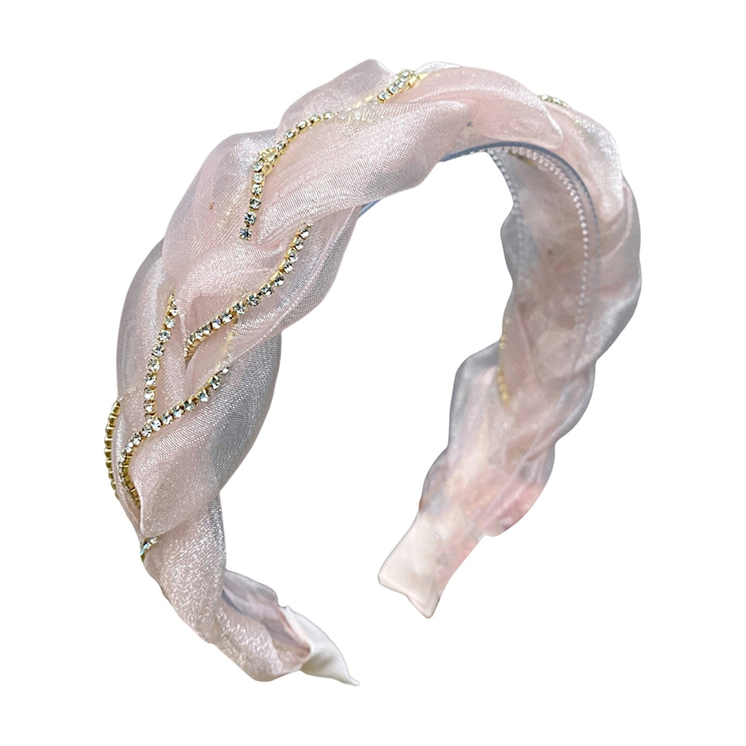 Eye-catching Headband Rhinestones Organza Elegant Braided Fairy Hairband Hair Accessories Image 4