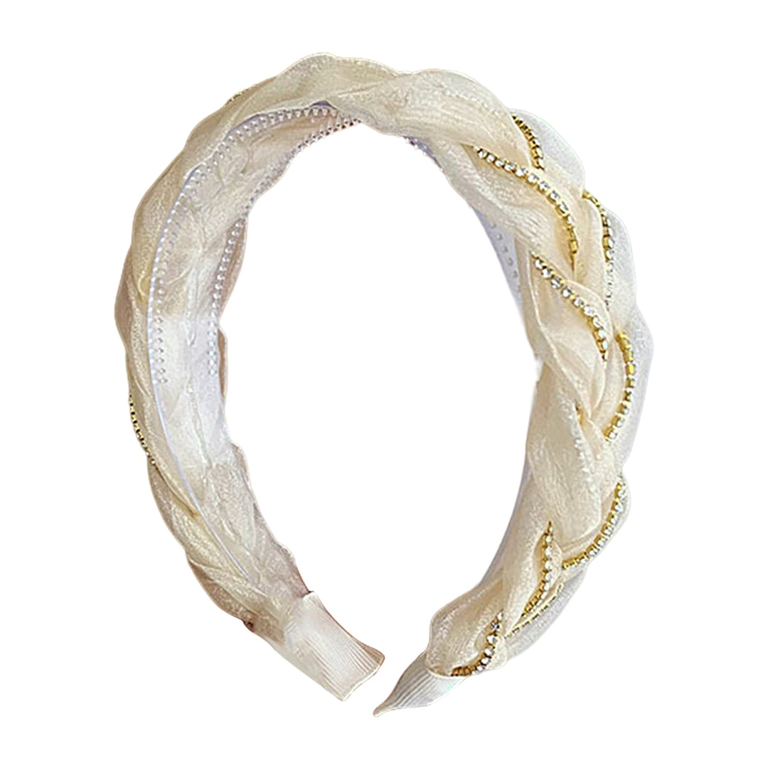 Eye-catching Headband Rhinestones Organza Elegant Braided Fairy Hairband Hair Accessories Image 1