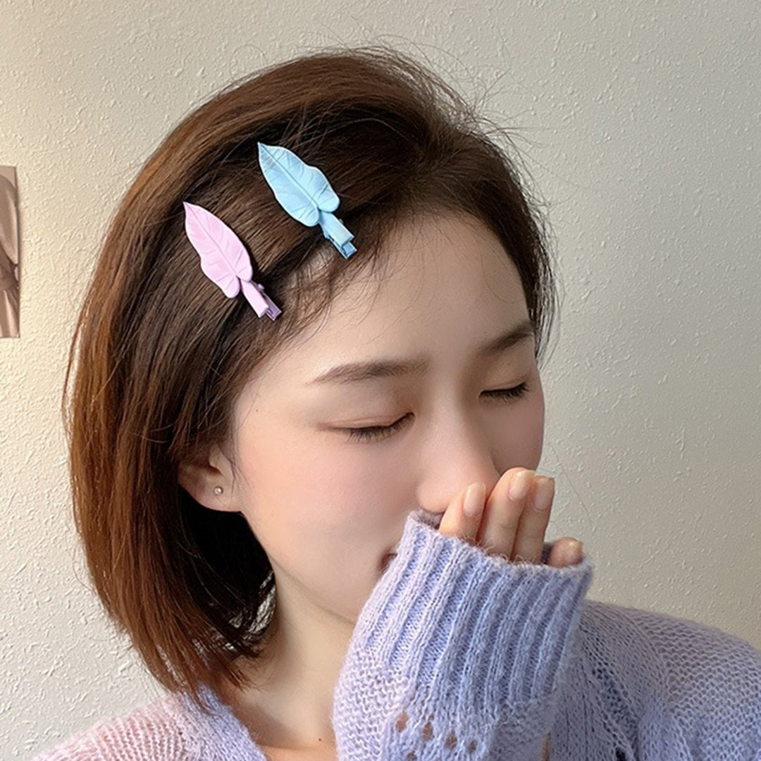 Women Hairpins Stainless Cartoon Cute Leaf Shape Anti-scratch Hair Clips Hair Ornament Image 7