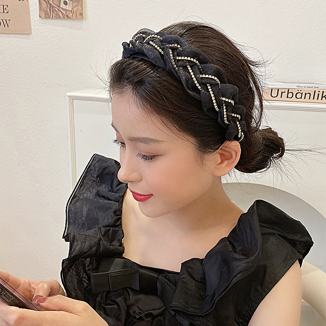 Eye-catching Headband Rhinestones Organza Elegant Braided Fairy Hairband Hair Accessories Image 7