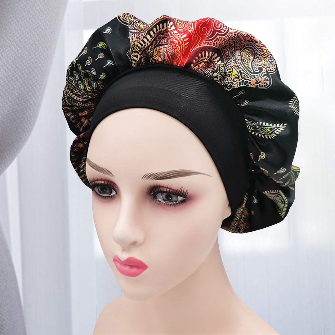Hair Bonnet Lightweight Smooth Surface Bathing Colorful Print Bohemia Sleep Cap Beauty Hat Image 8