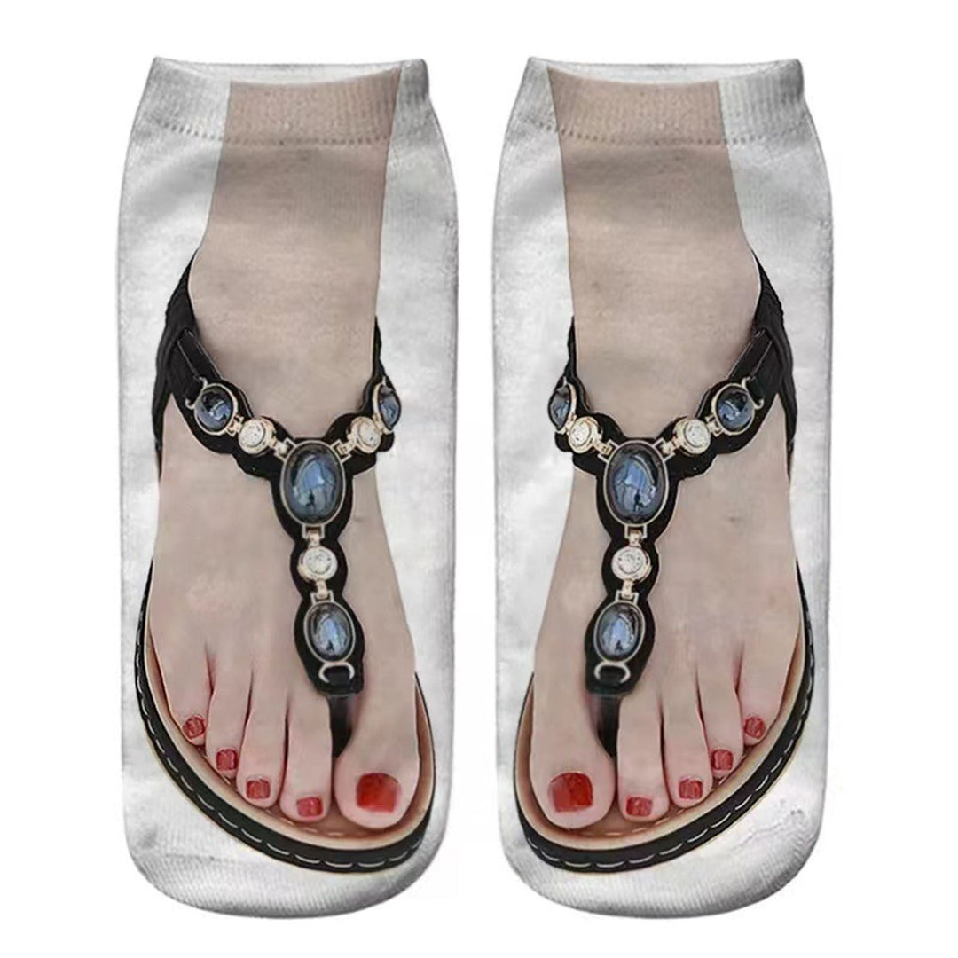 1 Pair Women Socks 3D Printed Creative Unisex Hilarious Hamburger Pattern Ankle Socks Christmas Gift Image 8