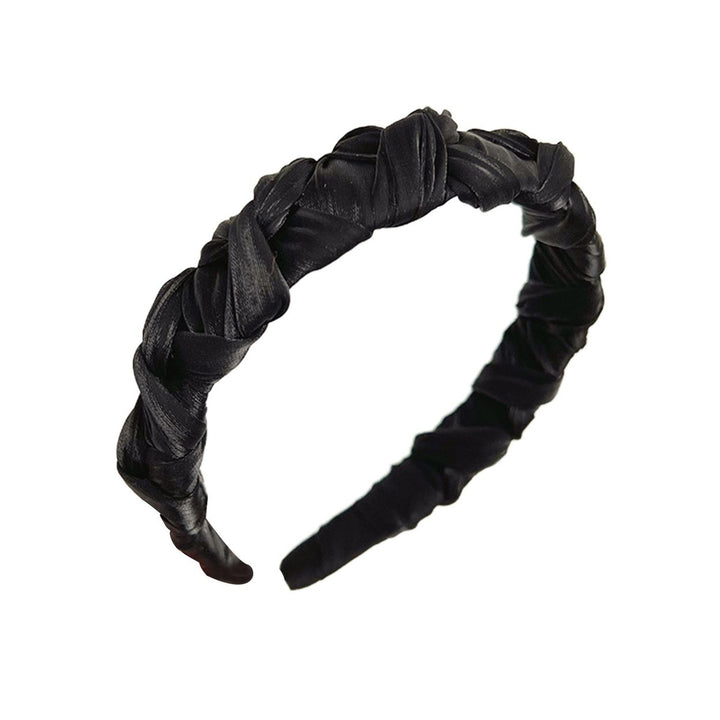 Solid Color Elegant Soft Fabric Girls Hair Hoop Bright Silk Winding Knotted Headband Hair Accessories Image 1