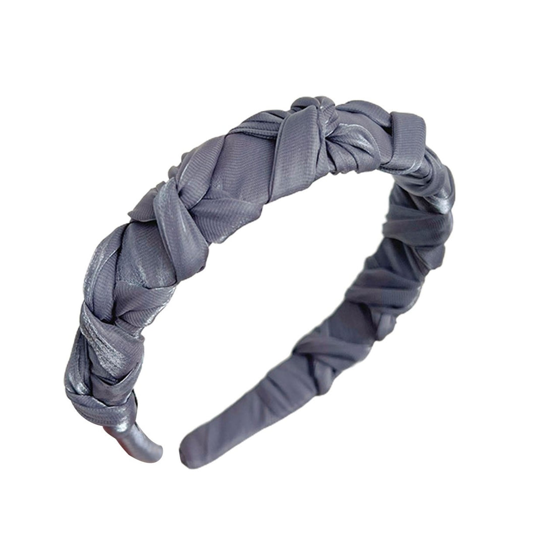Solid Color Elegant Soft Fabric Girls Hair Hoop Bright Silk Winding Knotted Headband Hair Accessories Image 1