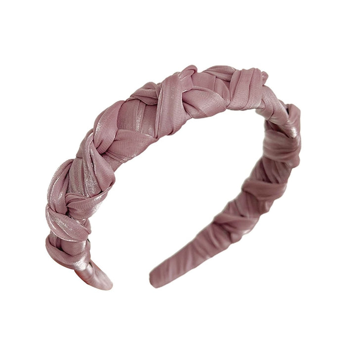 Solid Color Elegant Soft Fabric Girls Hair Hoop Bright Silk Winding Knotted Headband Hair Accessories Image 1