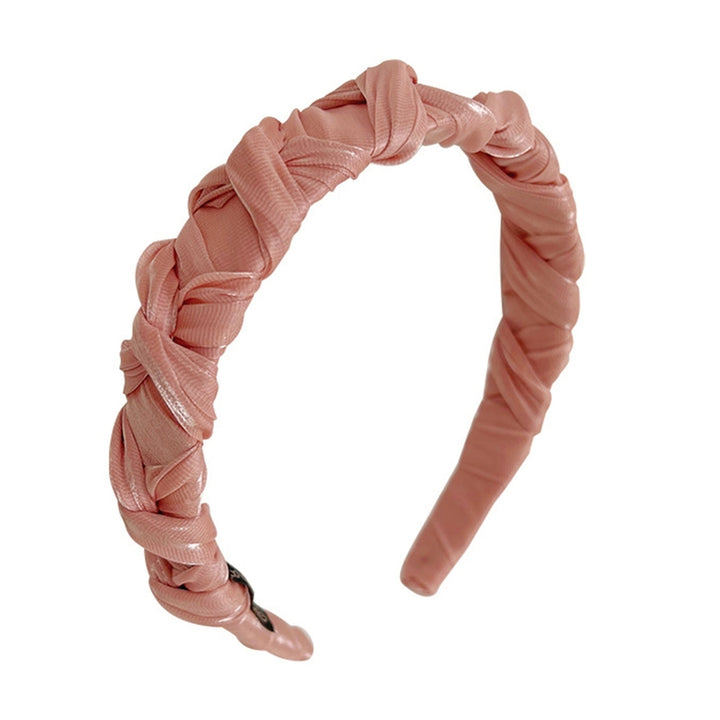 Solid Color Elegant Soft Fabric Girls Hair Hoop Bright Silk Winding Knotted Headband Hair Accessories Image 7