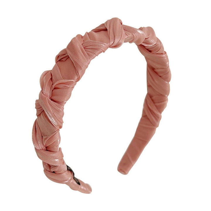 Solid Color Elegant Soft Fabric Girls Hair Hoop Bright Silk Winding Knotted Headband Hair Accessories Image 1