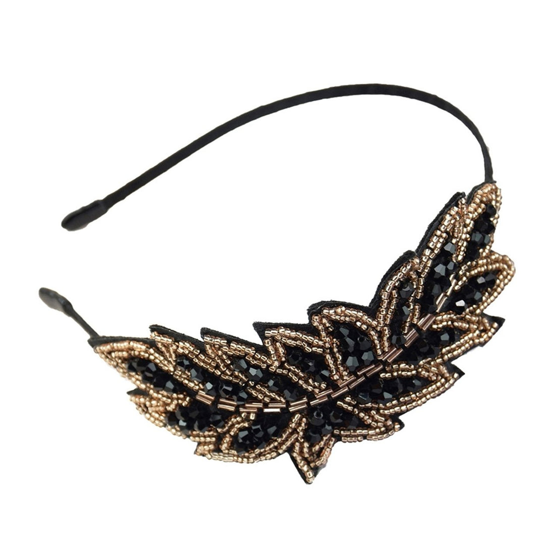 Elastic Non-slip Girls Headband Headwear Rhinestone Leaves Decor Thin Hair Hoop Hair Accessories Image 4