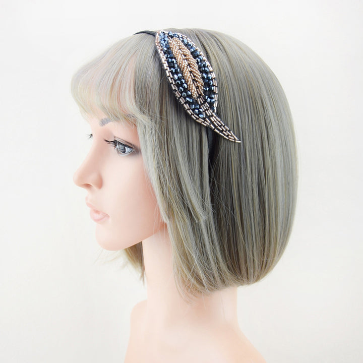 Elastic Non-slip Girls Headband Headwear Rhinestone Leaves Decor Thin Hair Hoop Hair Accessories Image 8