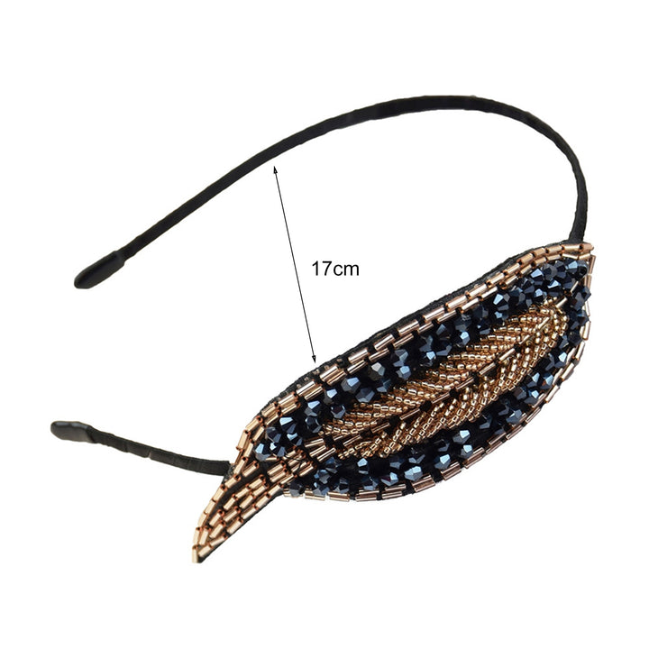 Elastic Non-slip Girls Headband Headwear Rhinestone Leaves Decor Thin Hair Hoop Hair Accessories Image 11