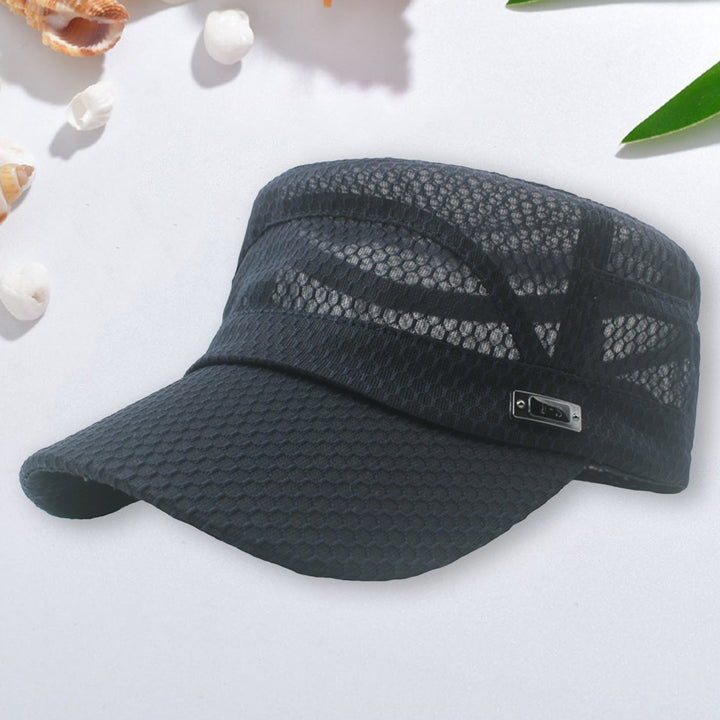 Peaked Hat Solid Color Breathable Lightweight Hollow Out Flap Top Men Caps Outdoor Hat Image 3