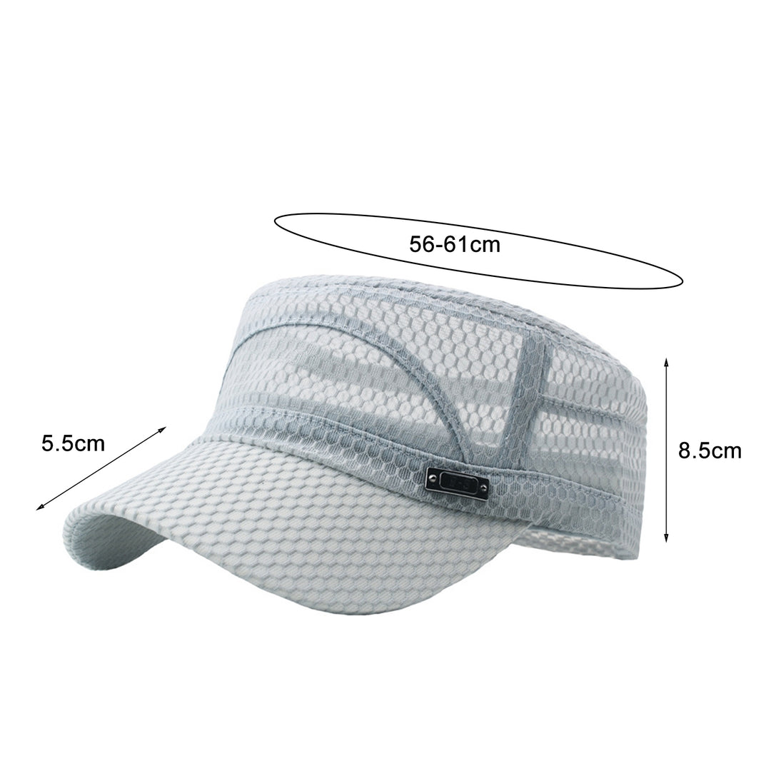 Peaked Hat Solid Color Breathable Lightweight Hollow Out Flap Top Men Caps Outdoor Hat Image 6